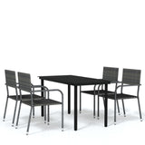 5 Piece Garden Dining Set Grey - Front View
