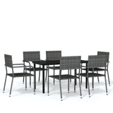 7 Piece Garden Dining Set Grey - Front View