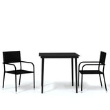 3 Piece Garden Dining Set Black - Front View