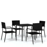 5 Piece Garden Dining Set Black - Front View