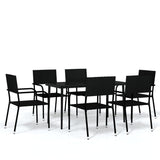 7 Piece Garden Dining Set Black - Front View
