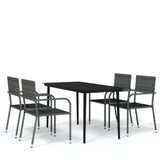 5 Piece Garden Dining Set Grey - Front View