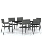 7 Piece Garden Dining Set Grey - Front View