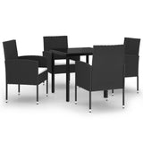 5 Piece Garden Dining Set Black - Front View