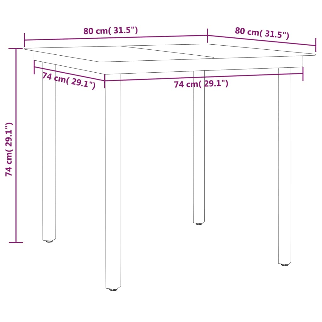5 Piece Garden Dining Set Black