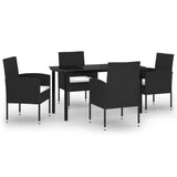 5 Piece Garden Dining Set Black - Front View