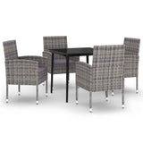 5 Piece Garden Dining Set Anthracite - Front View