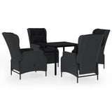 5 Piece Garden Dining Set Dark Grey - Front View