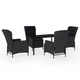 5 Piece Garden Dining Set Dark Grey