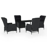 5 Piece Garden Dining Set Dark Grey - Front View