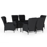 7 Piece Garden Dining Set Dark Grey - Front View