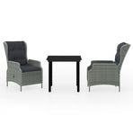 3 Piece Garden Dining Set Light Grey
