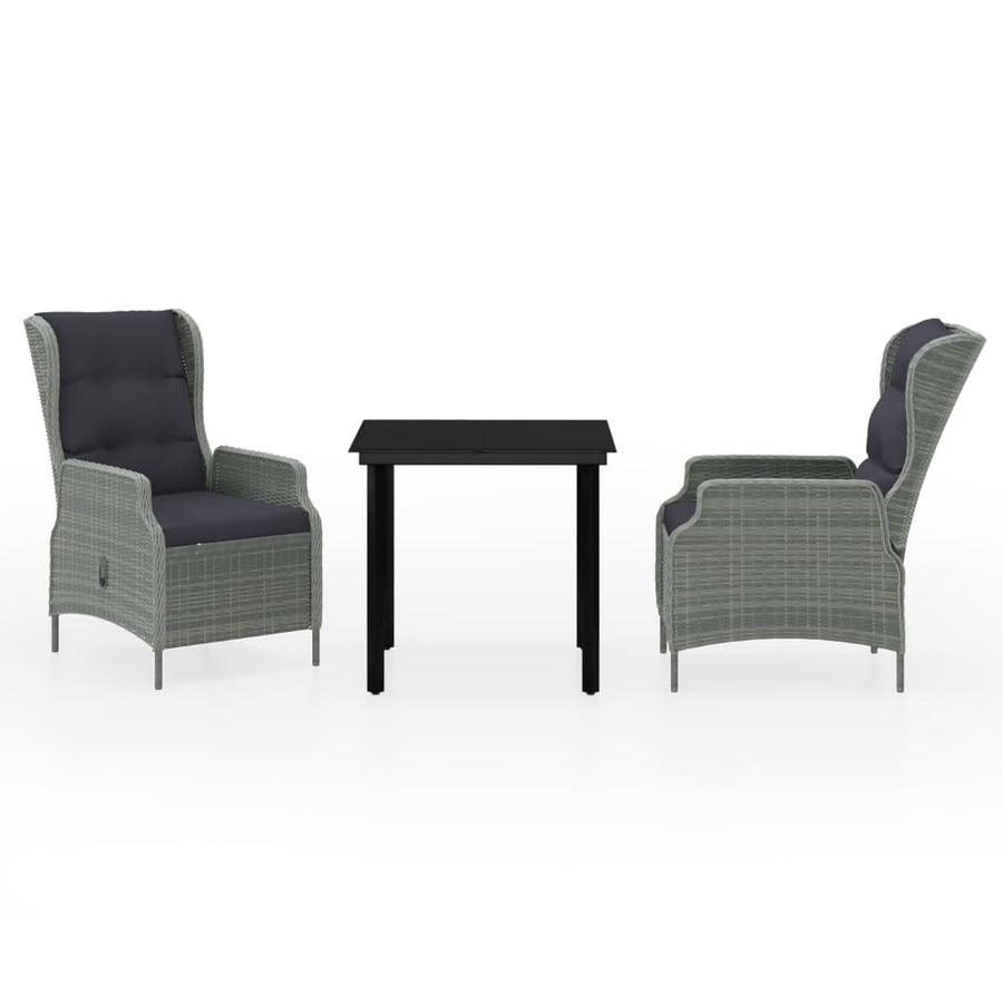 3 Piece Garden Dining Set Light Grey