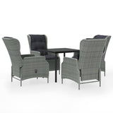 5 Piece Garden Dining Set Light Grey - Front View
