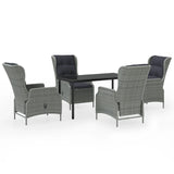 5 Piece Garden Dining Set Light Grey - Front View