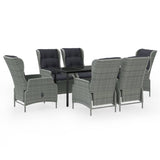 7 Piece Garden Dining Set Light Grey