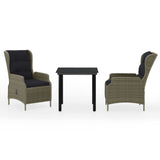 3 Piece Garden Dining Set Brown - Front View