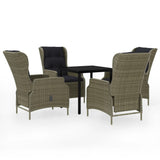 5 Piece Garden Dining Set Brown - Front View