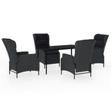5 Piece Garden Dining Set Dark Grey - Front View