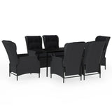 7 Piece Garden Dining Set Dark Grey - Front View