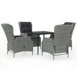 5 Piece Garden Dining Set Light Grey - Front View