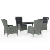 5 Piece Garden Dining Set Light Grey - Front View