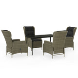5 Piece Garden Dining Set Brown - Front View