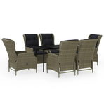 7 Piece Garden Dining Set Brown