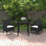 3 Piece Garden Dining Set Poly Rattan and Glass