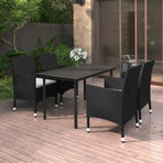 5 Piece Garden Dining Set Poly Rattan and Glass