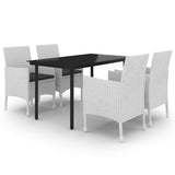 5 Piece Garden Dining Set Poly Rattan and Glass - Front View