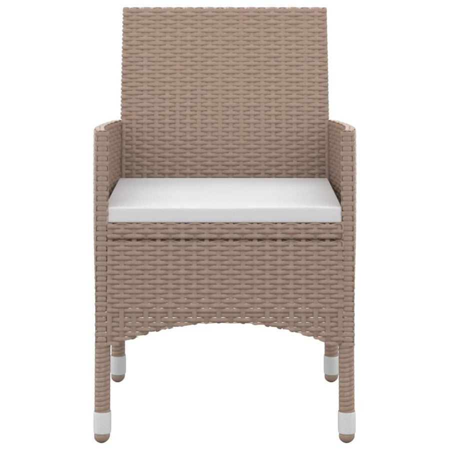 5 Piece Garden Dining Set with Cushions Poly Rattan and Glass