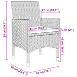 3 Piece Garden Dining Set with Cushions Poly Rattan and Glass - Close-Up Angle