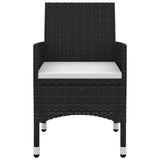 5 Piece Garden Dining Set with Cushions Poly Rattan and Glass