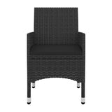 3 Piece Garden Dining Set with Cushions Poly Rattan and Glass