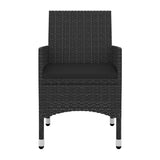 5 Piece Garden Dining Set with Cushions Poly Rattan and Glass