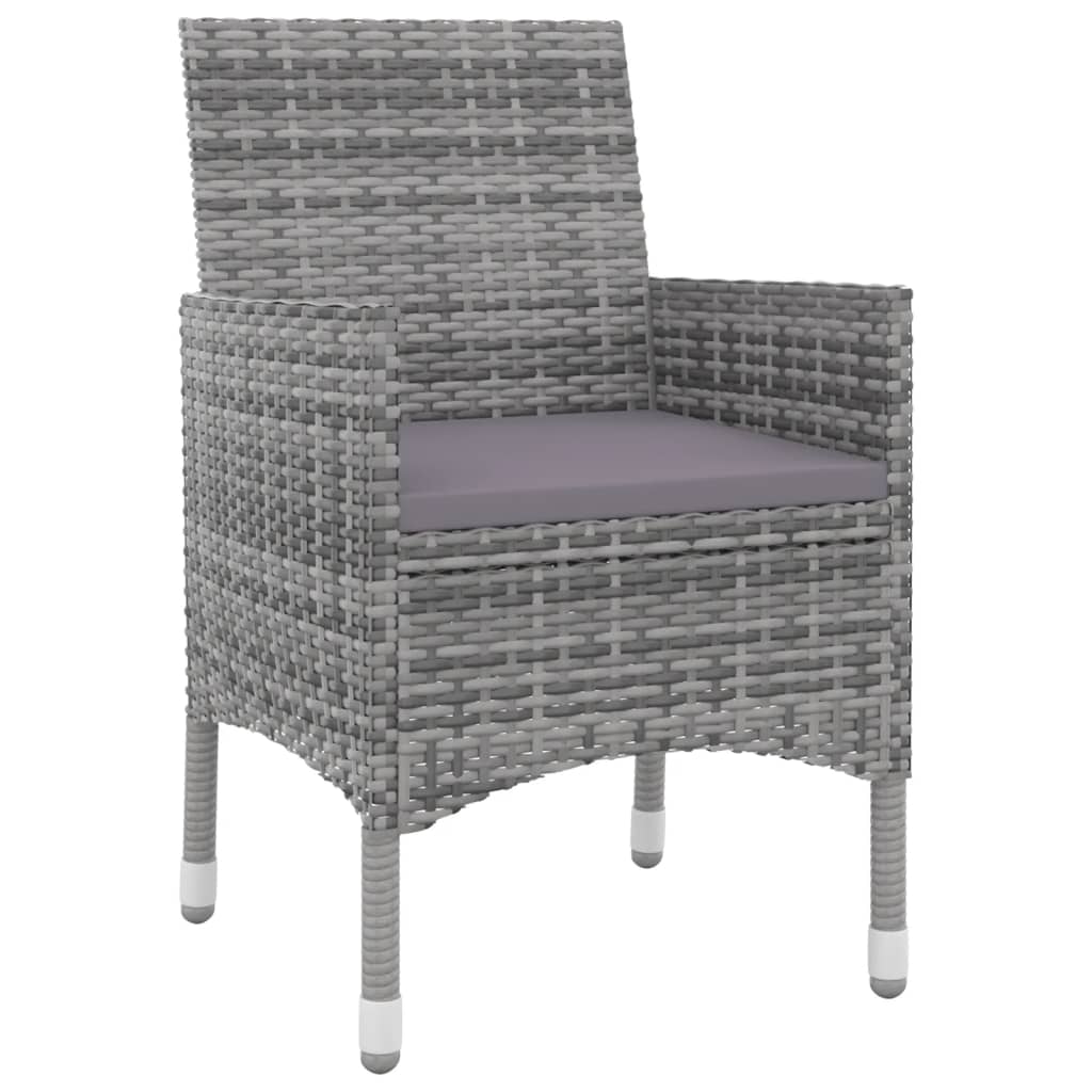 3 Piece Garden Dining Set with Cushions Poly Rattan and Glass