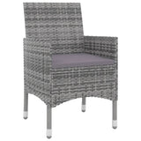 3 Piece Garden Dining Set with Cushions Poly Rattan and Glass