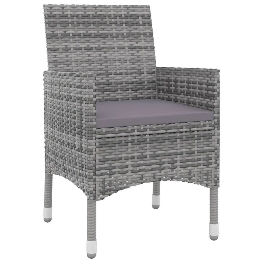 3 Piece Garden Dining Set with Cushions Poly Rattan and Glass