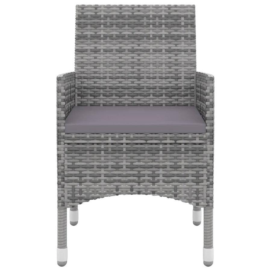 3 Piece Garden Dining Set with Cushions Poly Rattan and Glass