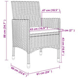 3 Piece Garden Dining Set with Cushions Poly Rattan and Glass