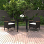 3 Piece Garden Dining Set with Cushions Poly Rattan and Glass