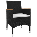 5 Piece Garden Dining Set with Cushions Poly Rattan and Glass - Side View