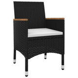 7 Piece Garden Dining Set with Cushions Poly Rattan and Glass