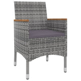 3 Piece Garden Dining Set with Cushions Poly Rattan and Glass - Side View