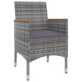 5 Piece Garden Dining Set with Cushions Poly Rattan and Glass - Side View