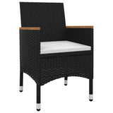 7 Piece Garden Dining Set with Cushions Poly Rattan and Glass - Side View