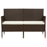 3-Seater Garden Sofa with Cushion Brown Poly Rattan