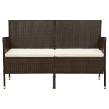 3-Seater Garden Sofa with Cushion Brown Poly Rattan - Front View