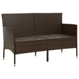 3-Seater Garden Sofa with Cushion Brown Poly Rattan - Side View
